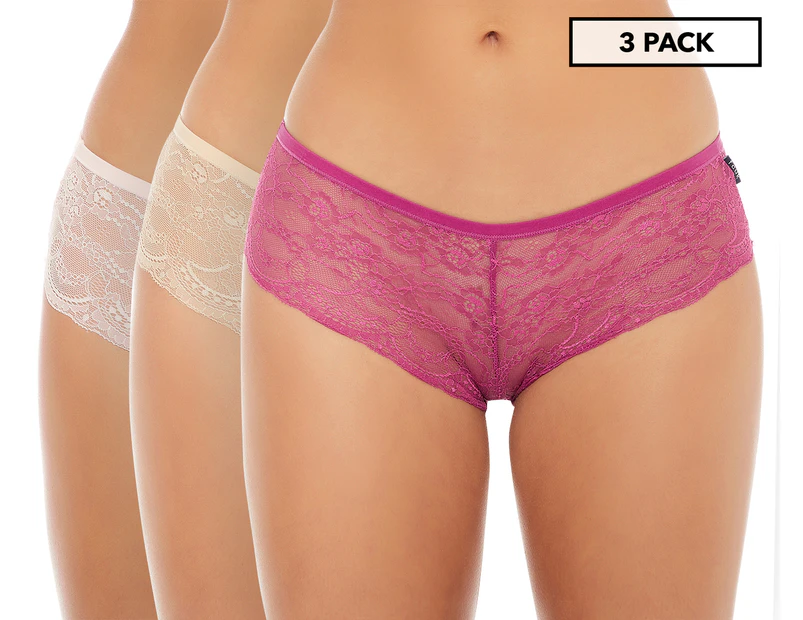 French Connection Women's Lace Cheeky Underwear 3-Pack - Pure