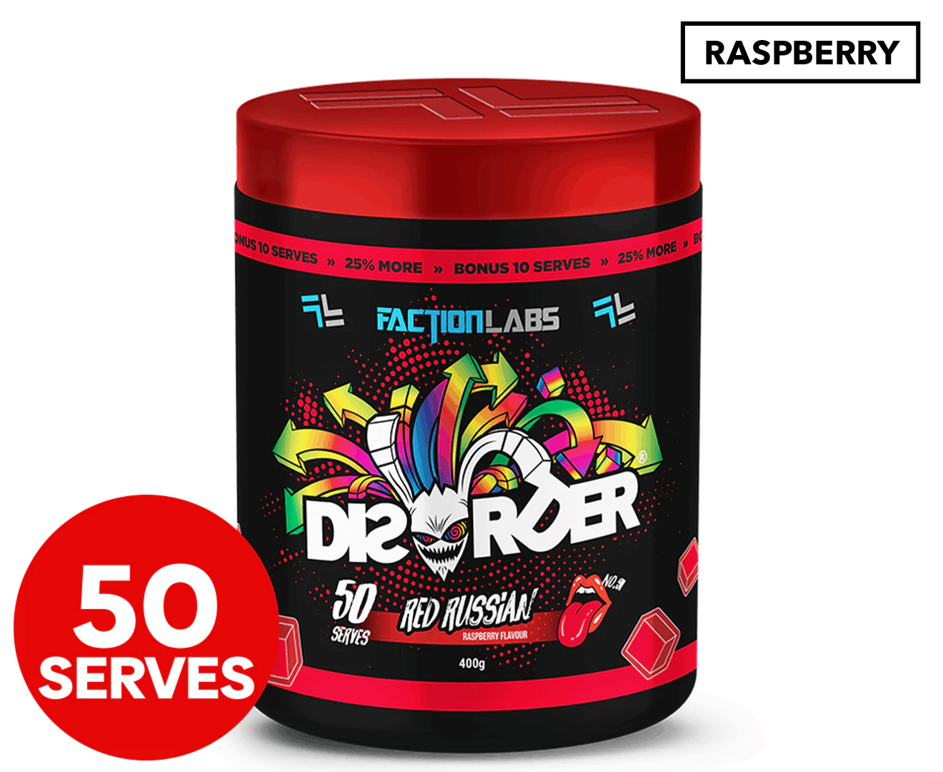 Disorder Pre by Faction Labs 50 serves Red Russian (Raspberry)