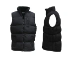 Men's Thick Puffy Puffer Sleeveless Jacket Quilted Vest - Black