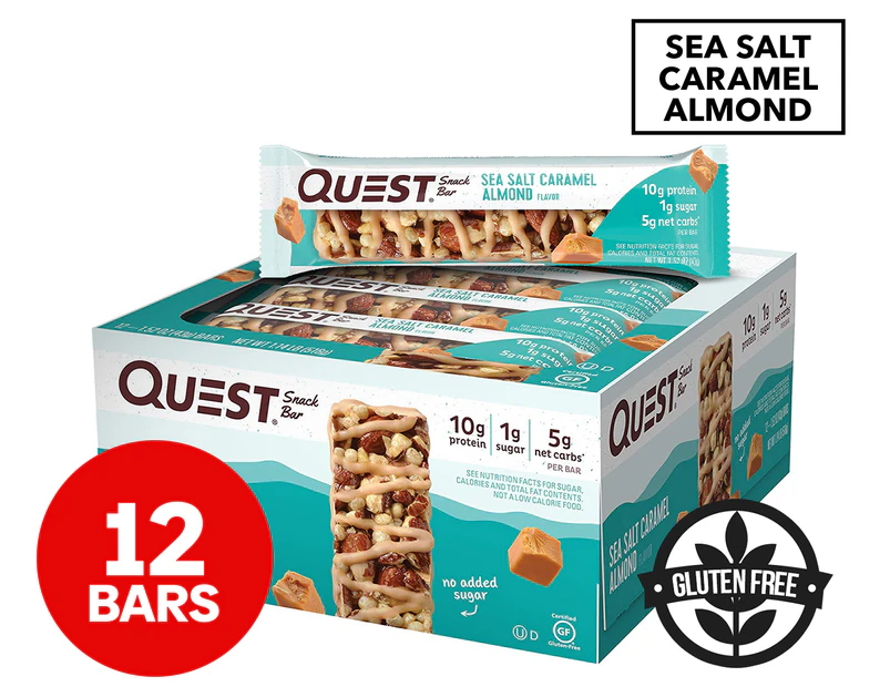 12 x Quest Protein Snack Bars Sea Salt Caramel Almond 43g