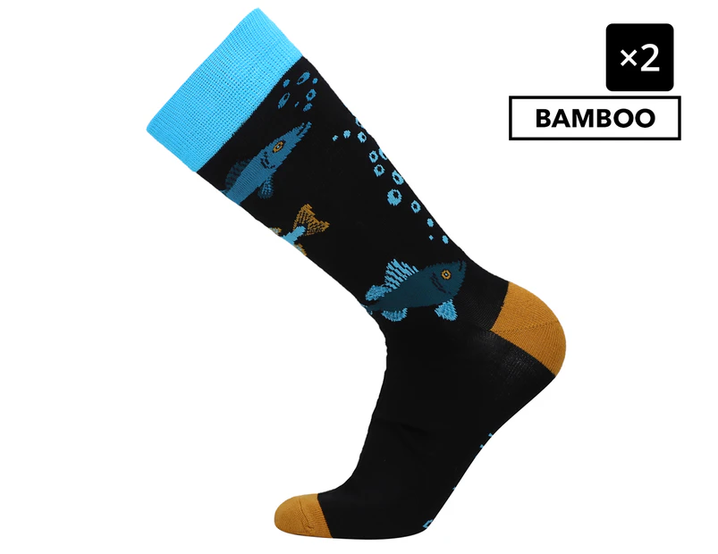2 x Bamboozld Men's Fish Bowl Socks - Black/Blue