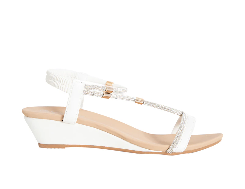 Precious Vybe Wedge Heel Strappy Sandal Women's - White