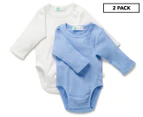 Little Green & Co Baby Core Rib Long Sleeve Bodysuit 2pk - Blue/Milk