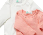 Little Green & Co Baby Core Rib Long Sleeve Bodysuit 2pk - Peach/Milk