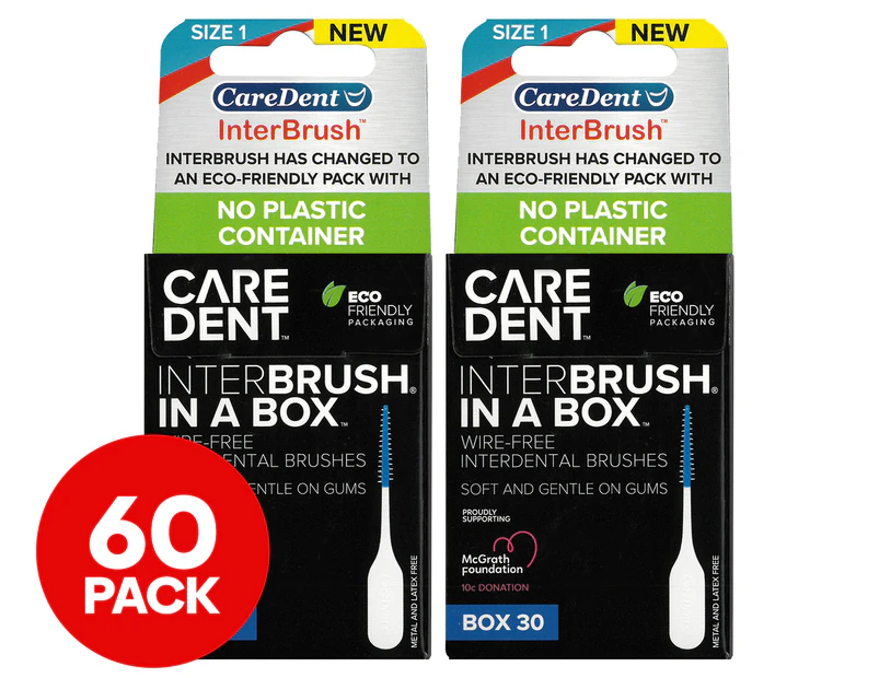 2 x Caredent InterBrush In A Box Interdental Brushes 30pk