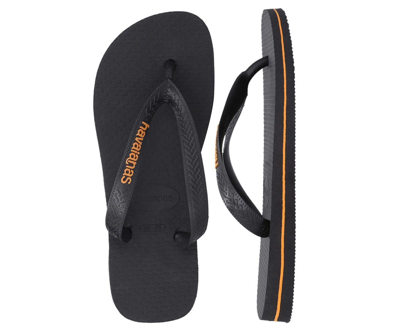 Havaianas Men's Logo Filete Thongs - Black/Orange