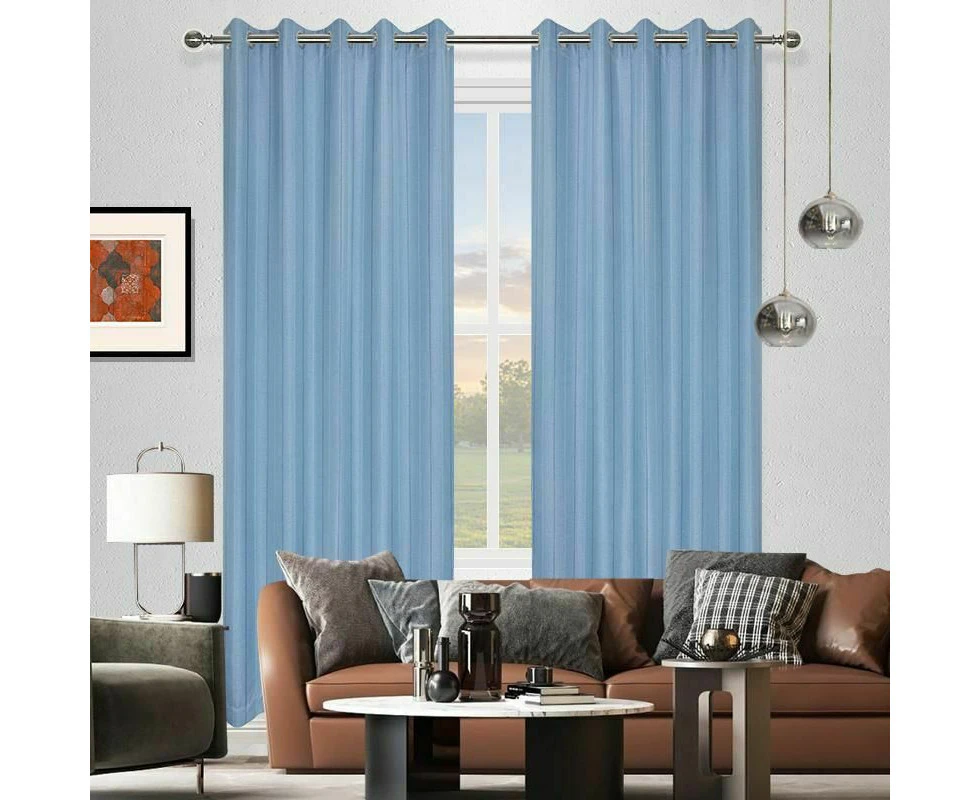 Luton Room Darkening Eyelet Curtain 220cm or 250cm Drop Blue - Single