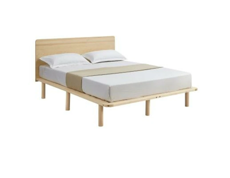 Big Bedding Australia Natural Solid Wood Bed Frame Bed Base with Headboard