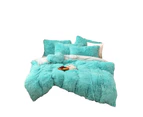 Fluffy Velvet Fleece Quilt Cover Bed Set - Turquoise