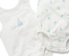 Little Green & Co Baby Core Jersey Sleeveless Bodysuit 2-Pack - Milk Pear