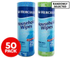 2 x 25pk Hercules Household Wipes Handy Roll - Randomly Selected