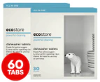 2 x 30pk Ecostore Dishwasher Tabs Fragrance Free