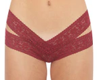 French Affair Women's Lace Mesh Cheeky Underwear 3-Pack - Rumba Red/Black/Nude