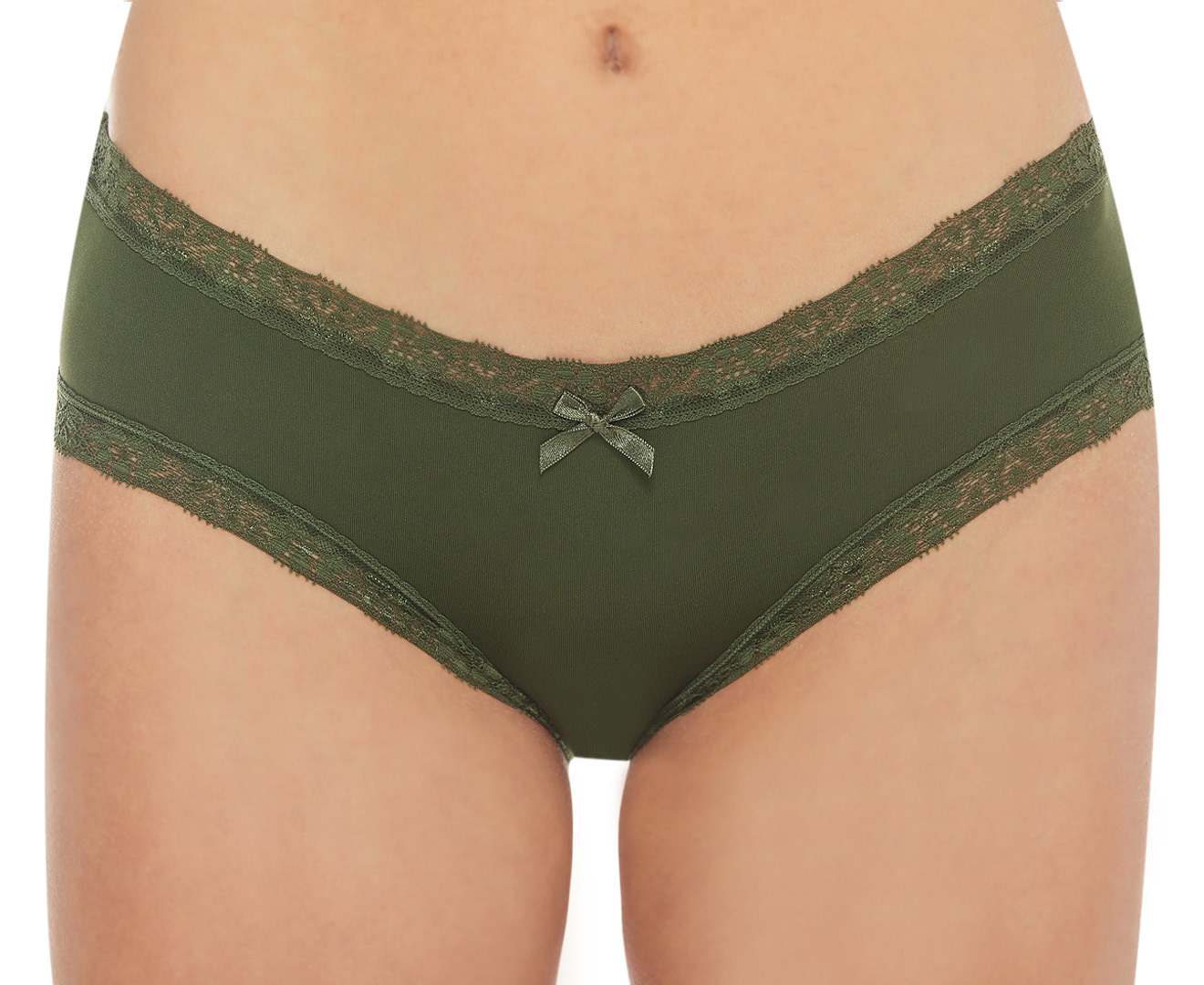 French Affair Women's Lace Cheeky Underwear 3-Pack - Pink Cosmos/Rifle  Green/Black