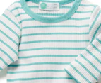 Little Green & Co Baby Core Rib Long Sleeve Bodysuit - Ocean Stripe