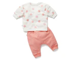 Little Green & Co Baby Core Track Top & Pants Set - Peach/White