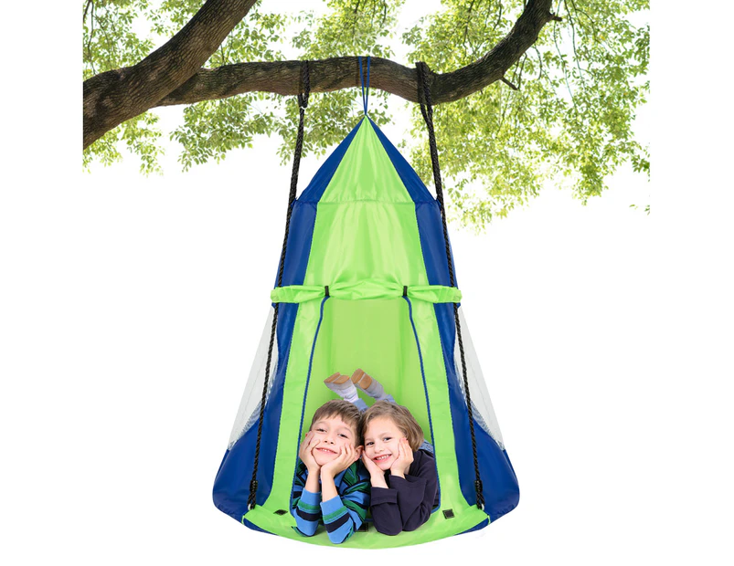 Giantex 2 in 1 Kids Detachable Hanging Chair Swing Tent Set Children Hammock Nest Pod Outdoor Indoor Backyard Park, Green