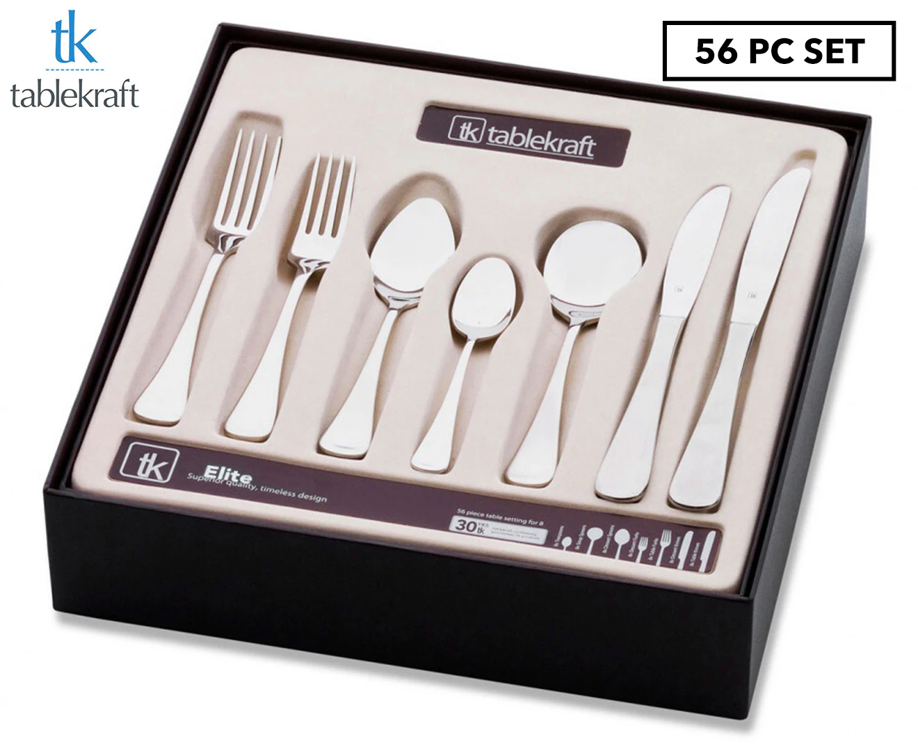 Tablekraft 56-Piece Elite Cutlery Set - Silver