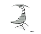 Innovative 360o Rotating Swing Hammock Chair with Canopy Steel Frame Cushioned - Grey