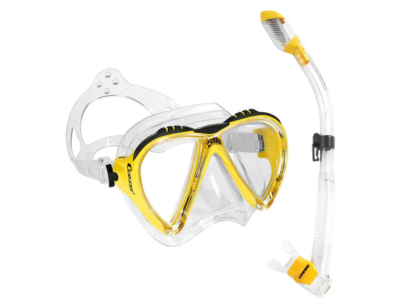 Cressi Lince Mask and Supernova Dry Snorkel Combo - Yellow