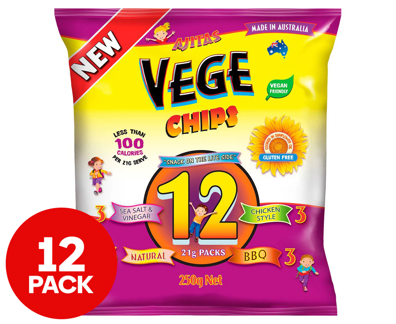 12pk Ajitas Vege Chips Multipack 250g