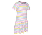 Mountain Warehouse Kids Drop Waist Organic Dress Children Lightweight Cotton - Stripe
