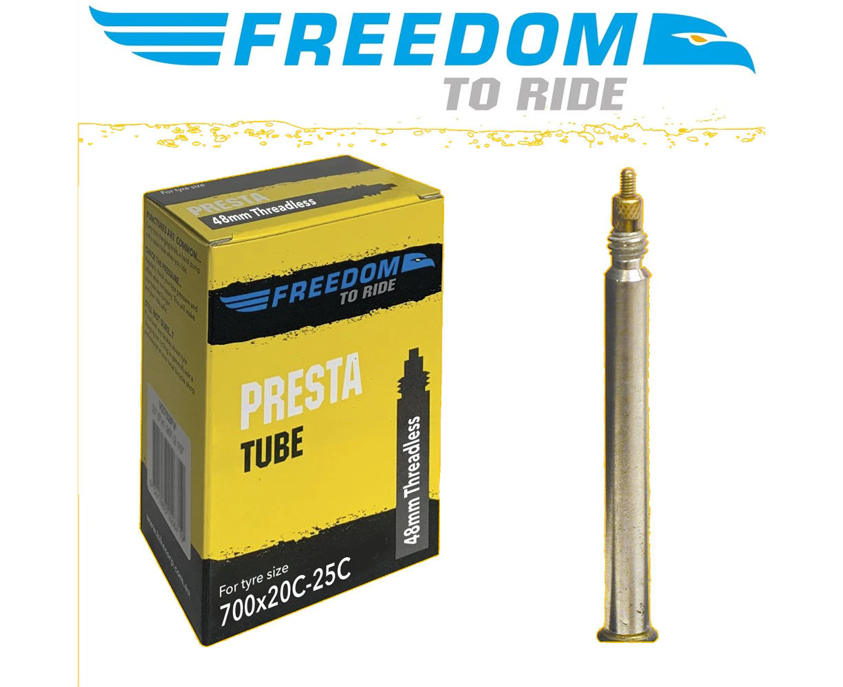 Freedom 700x20C-25C 48mm Presta Threadless Valve Road Bike Tube