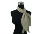 eXcaped Women’s Chiffon Neck Scarf and Silver Flower Scarf Ring Set - Sand