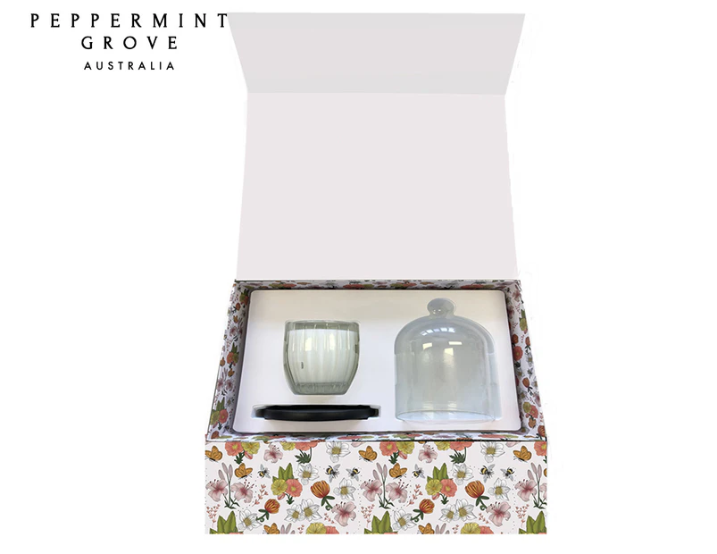 Peppermint Grove Patchouli & Bergamot Cloche & Large Soy Candle Set 350g -