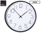 West Avenue 30cm Metal Wall Clock - Black/White