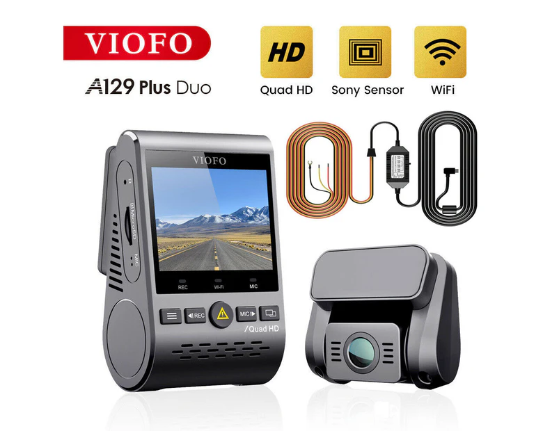 VIOFO A129 PLUS DUO DUAL CHANNEL DASH CAM FRONT 2K 1440P +REAR 1080P 5GHZ WI-FI + HARDWIRE