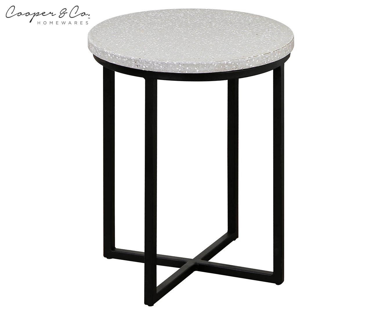 Cooper & Co. Small Rupert Terrazzo Side Table - Grey/Black