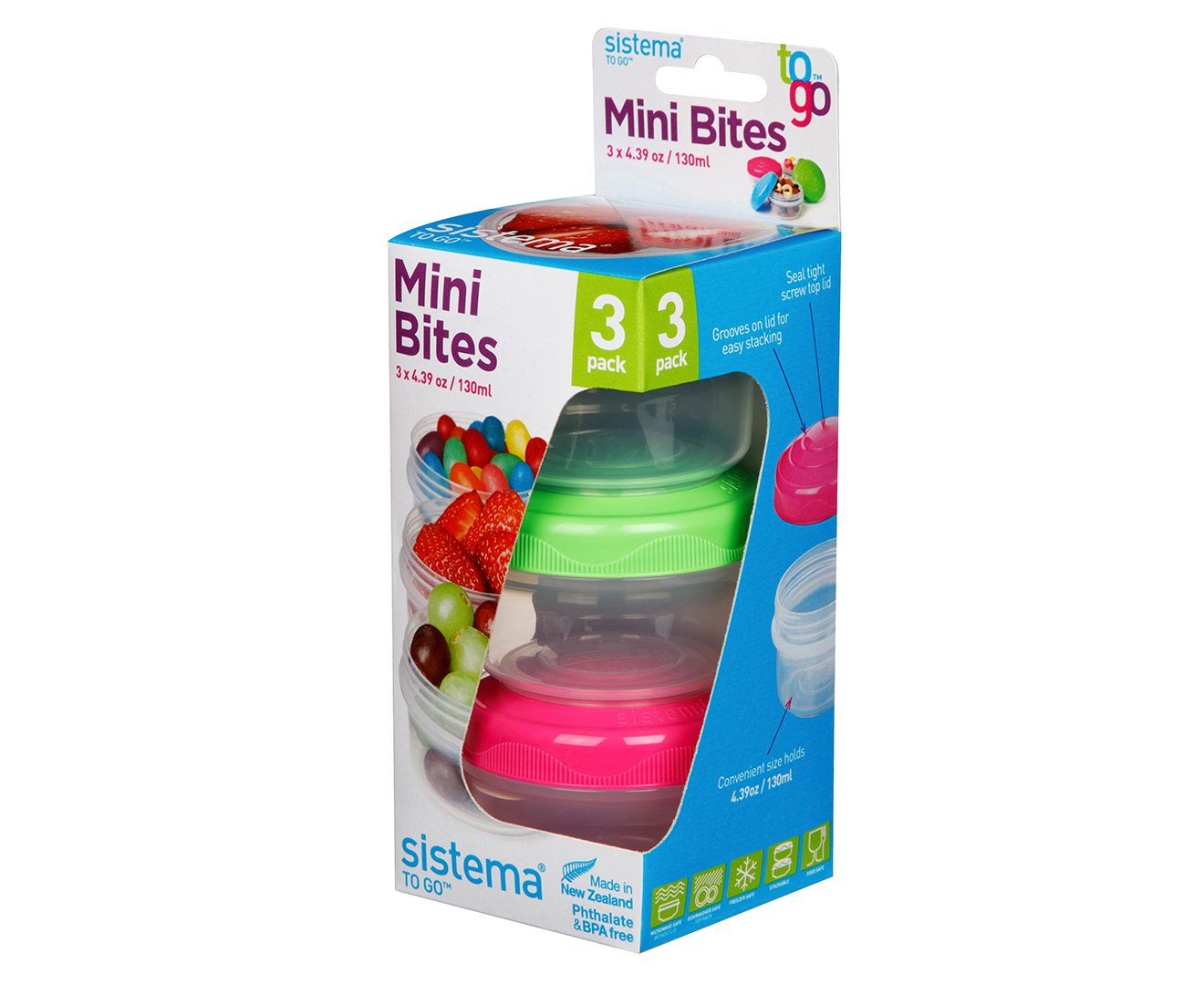To Go Collection Mini Bites Small Food Storage Containers, 4.39 Oz