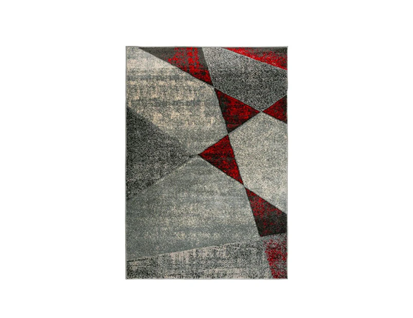 Iconic Grey Red A Contemporary Rug
