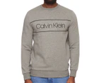 Calvin Klein Men's Long Sleeve Iconic Logo w/ Piping Crewneck Sweatshirt - Medium Grey Heather