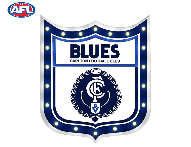 AFL Carlton Blues First 18 Light-Up Tin Sign