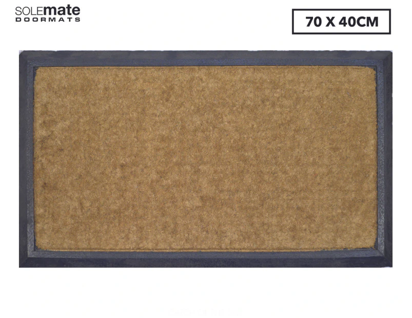 Solemate 70x40cm Rubber Coir Door Mat - Natural/Black