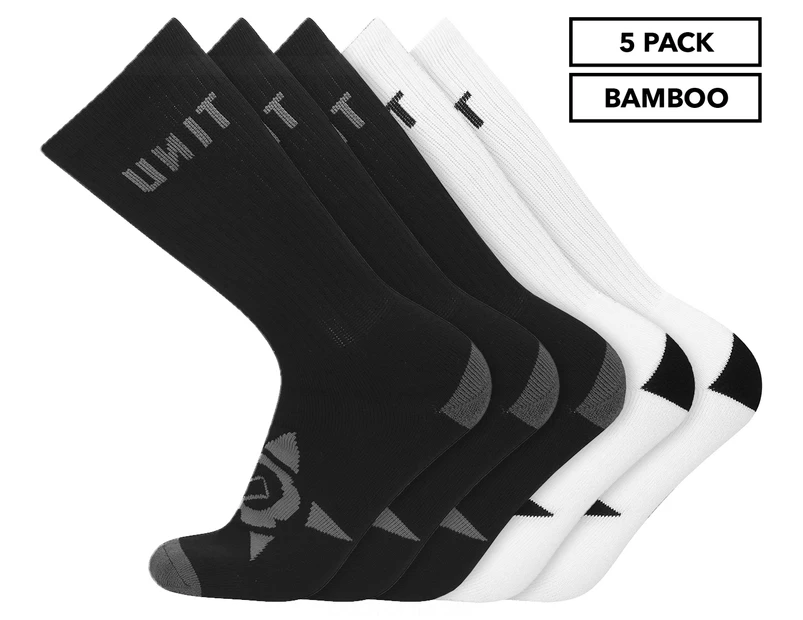 Unit Men's Bamboo Hi-Lux Socks 5-Pack - Black/White