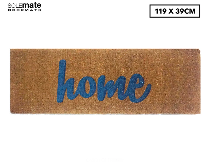 Solemate 119x39cm Wide Home Door Mat - Natural/Blue