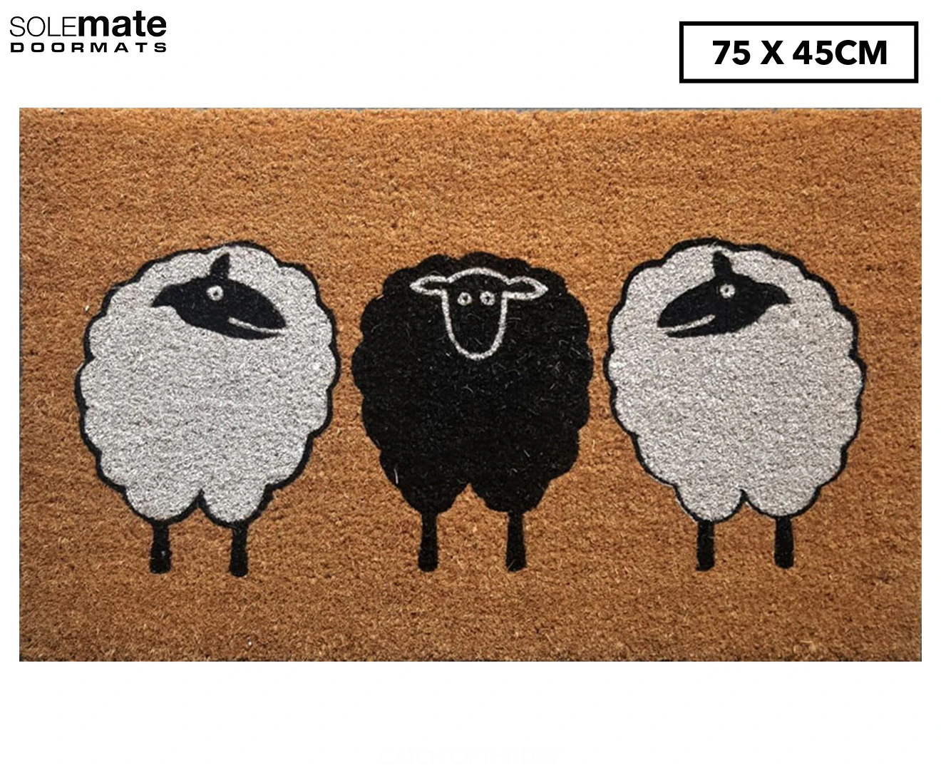 Solemate Latex Backed Coir 3 Sheep 45x75cm Slimline Outdoor Stylish Doormat