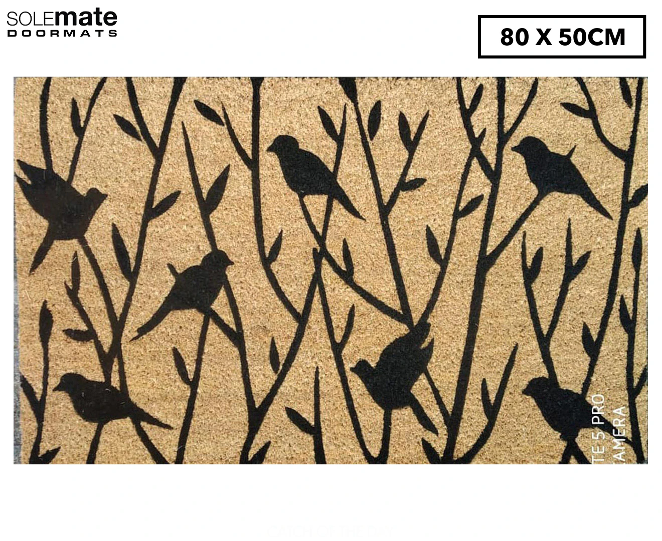 Solemate Latex Backed Coir Birds Branches 50x80cm Slimline Outdoor Doormat