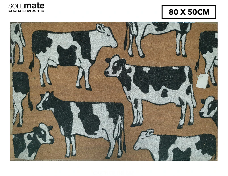 Solemate 80x50cm Dairy Cows Door Mat - White/Black