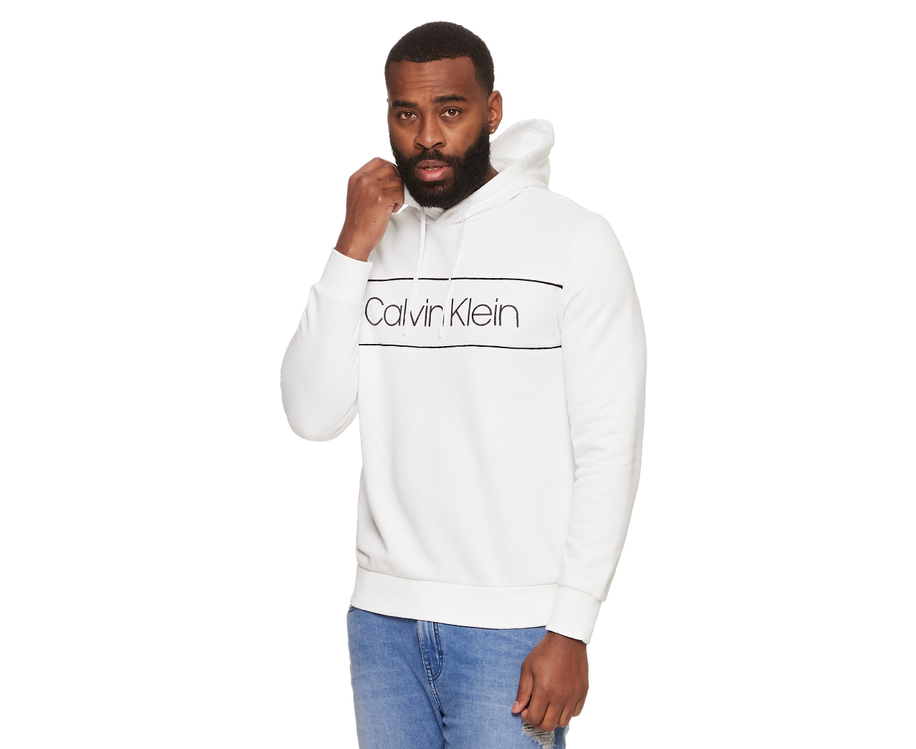 Calvin klein 2024 stripe logo hoodie