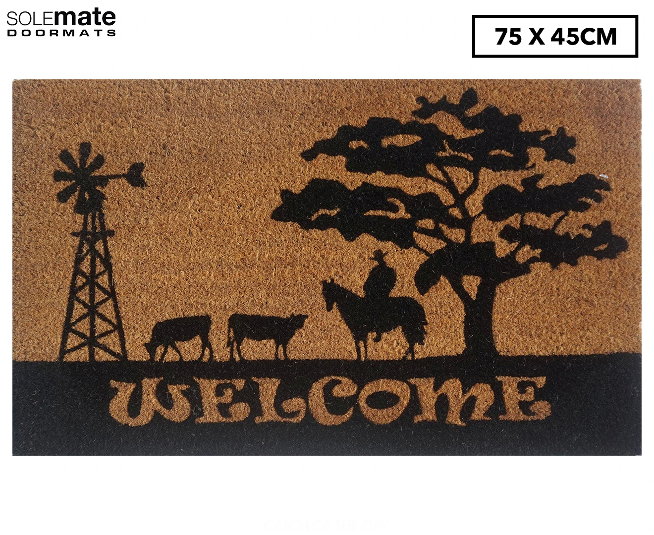 Solemate Latex Backed Coir Welcome Country 45x75cm Slimline Outdoor Doormat