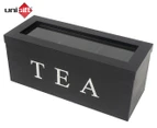 Wooden 3-Compartment Tea Box - Black