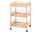 Ortega Home 3-Tier Bamboo Trolley - Natural Brown