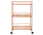 Ortega Home 3-Tier Bamboo Trolley - Natural Brown