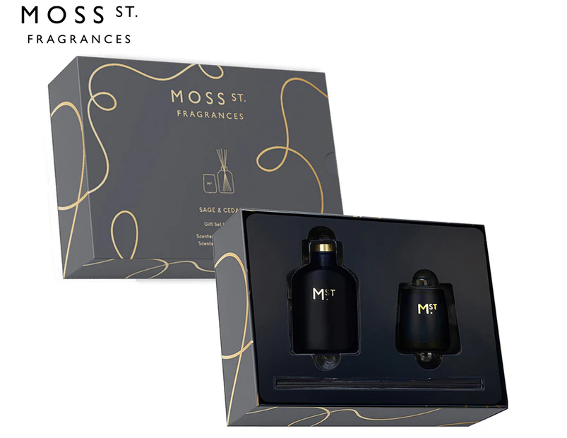 Moss St. Sage & Cedar 2-Piece Mini Scented Candle & Diffuser Gift Set
