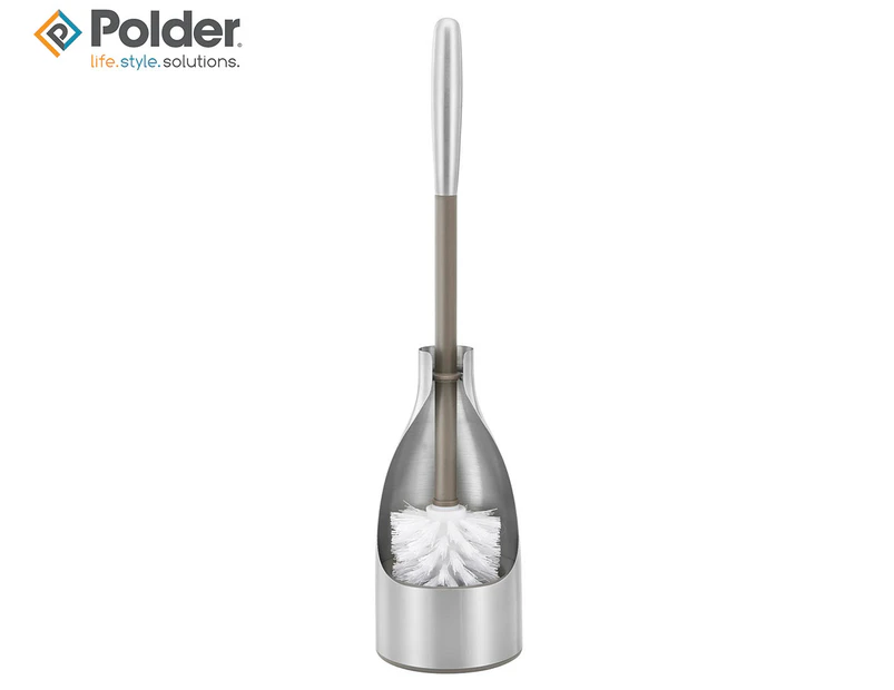 Polder Stainless Steel Toilet Brush Caddy - Silver/White