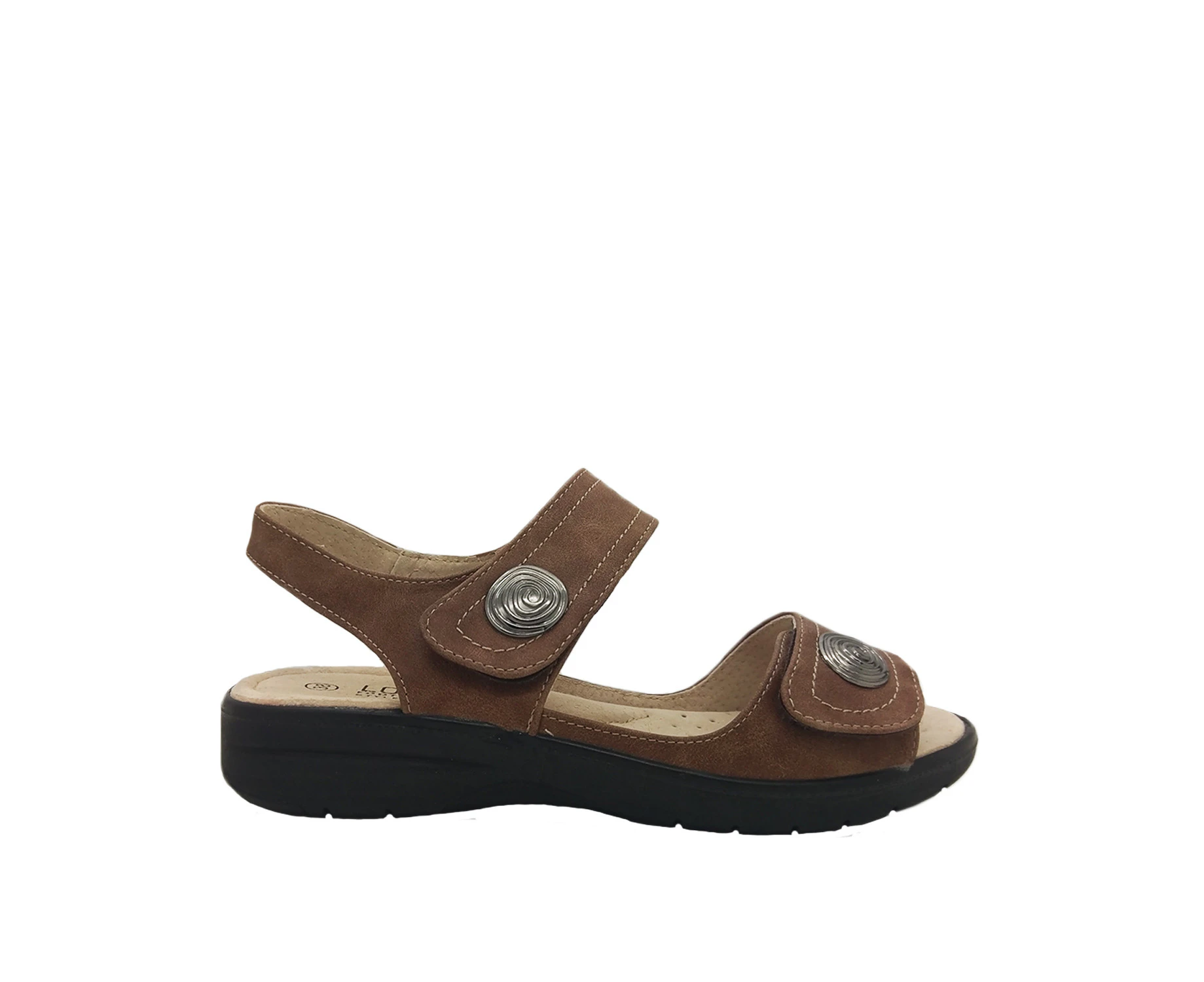 Ladies Shoes Lorella Avery Slingback Comfort Sandal Adjustable Tabs - Brown